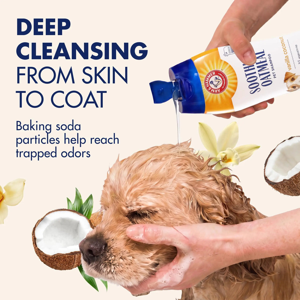 Arm & Hammer for Pets Soothing Oatmeal Pet Shampoo | Nourishing and Moisturizing Dog Shampoo with Gentle Cleansing Formula | Vanilla Coconut Scent, 20 oz Bottle Shampoo for Pets ARM & HAMMER