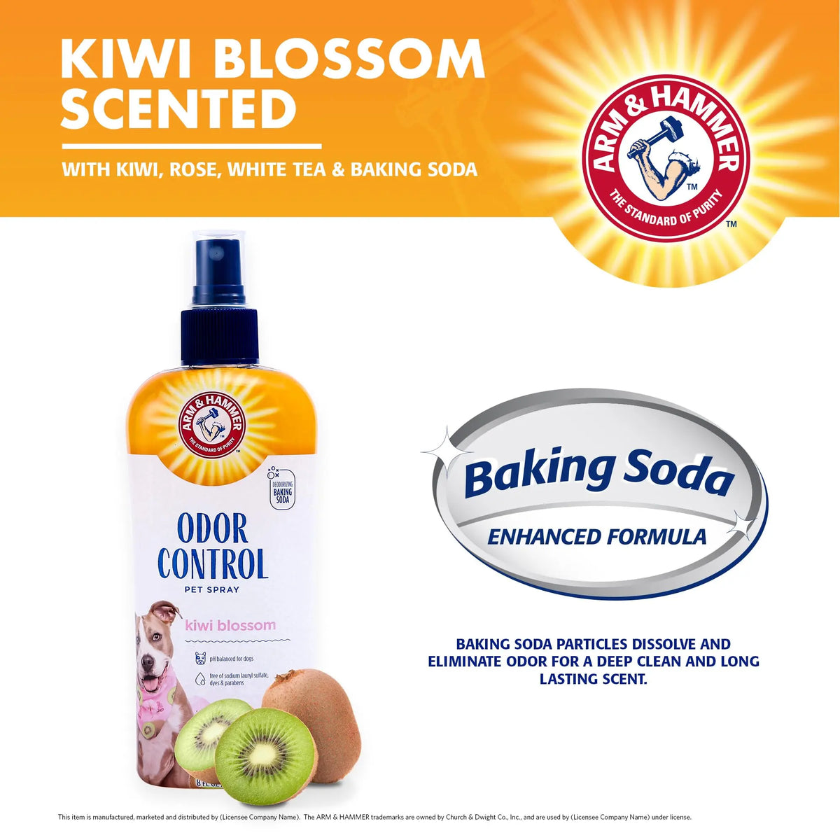 Arm & Hammer for Pets Super Deodorizing Spray for Dogs | Best Odor Eliminating Spray for All Dogs & Puppies | Fresh Kiwi Blossom Scent That Smells Great, 8 Ounces ARM & HAMMER