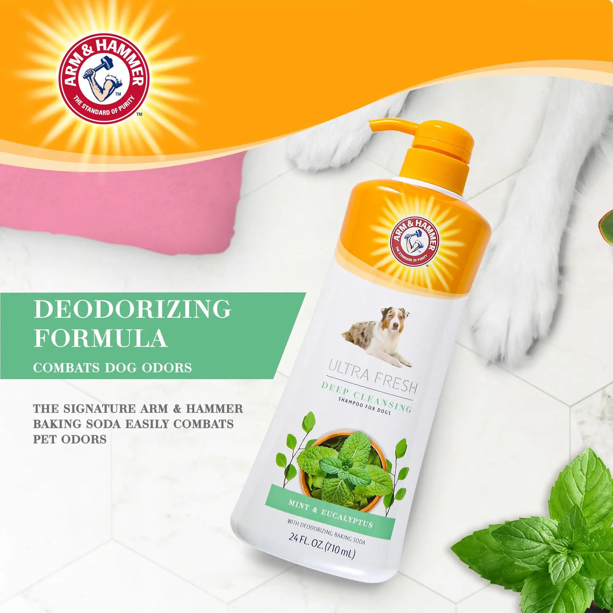 Arm & Hammer for Pets Ultra Fresh Deep Cleansing Dog Shampoo with Charcoal & Rosemary, Value Size 24oz | Great Smelling Pet Grooming and Bathing Supplies, Puppy Wash Arm & Hammer