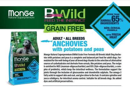 B-Wild Grain Free Adult All Breeds Anchovies with Potatoes and Peas for Dogs 2.5kg all4pets