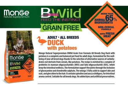 B-Wild Grain Free Adult All Breeds Duck with Potatoes for Dogs 2.5kg All4pets