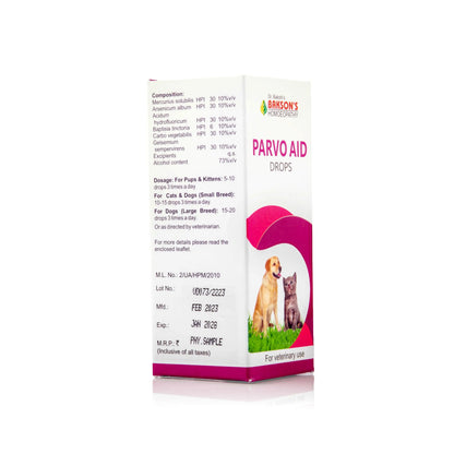 Bakson Veterinary Parvo Aid Drops for Pets – 30ML | Natural Parvo Medicine Dogs | Supports Cat Parvo Virus Symptoms, Recovery & Immunity | Safe Homeopathic Care Alternative to Harsh Parvo Medicine BAKSON VETERINARY