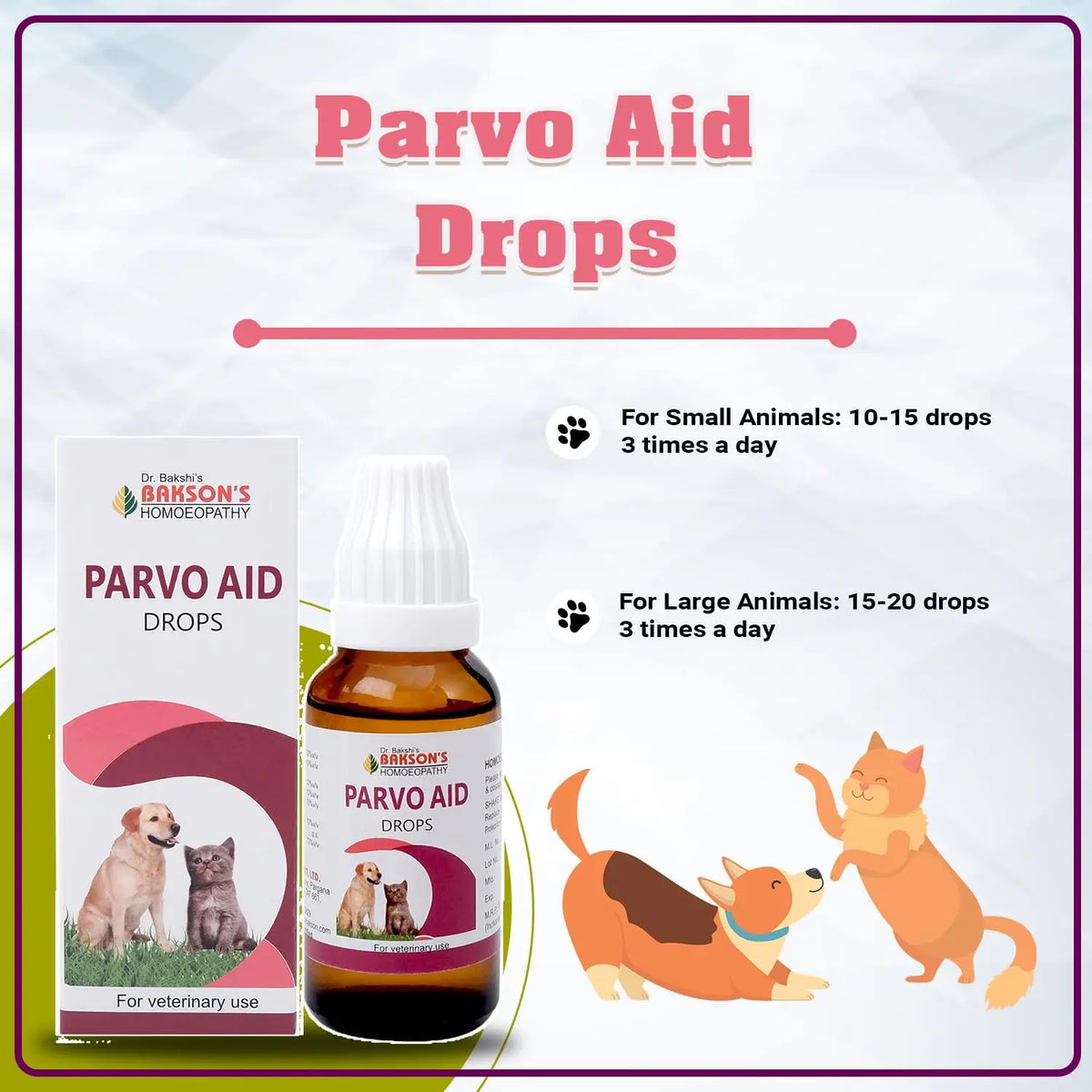 Bakson Veterinary Parvo Aid Drops for Pets – 30ML | Natural Parvo Medicine Dogs | Supports Cat Parvo Virus Symptoms, Recovery & Immunity | Safe Homeopathic Care Alternative to Harsh Parvo Medicine BAKSON VETERINARY
