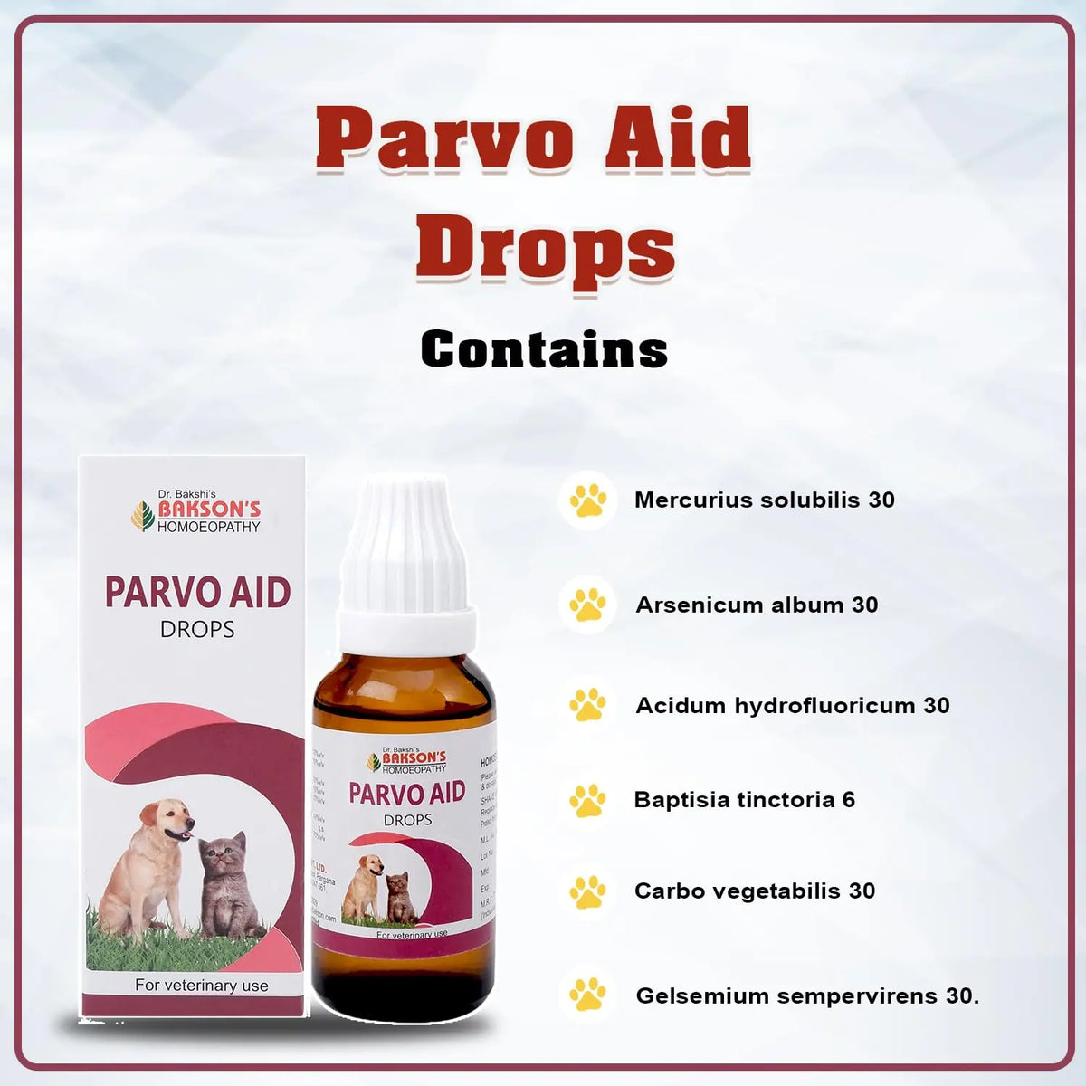 Bakson Veterinary Parvo Aid Drops for Pets – 30ML | Natural Parvo Medicine Dogs | Supports Cat Parvo Virus Symptoms, Recovery & Immunity | Safe Homeopathic Care Alternative to Harsh Parvo Medicine BAKSON VETERINARY