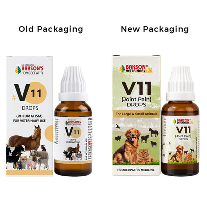 Bakson Veterinary | V-11 (Rheumatisum Drops) | 30 ML | Pet Veterinary Medicine for Animals | Pet Joint Supplement, Arthritis Medicine for Pets, Calcium for Dog & Cats | Pain Relief BAKSON VETERINARY