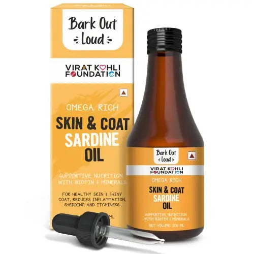 Bark Out Loud by Vivaldis, Skin & Coat Sardine Oil - for Healthy Skin, a Glowing Coat & Boosted Immunity, with Omega 3 & 6, Biotin & Zinc (Dogs & Cats) 200ml BARK OUT LOUD