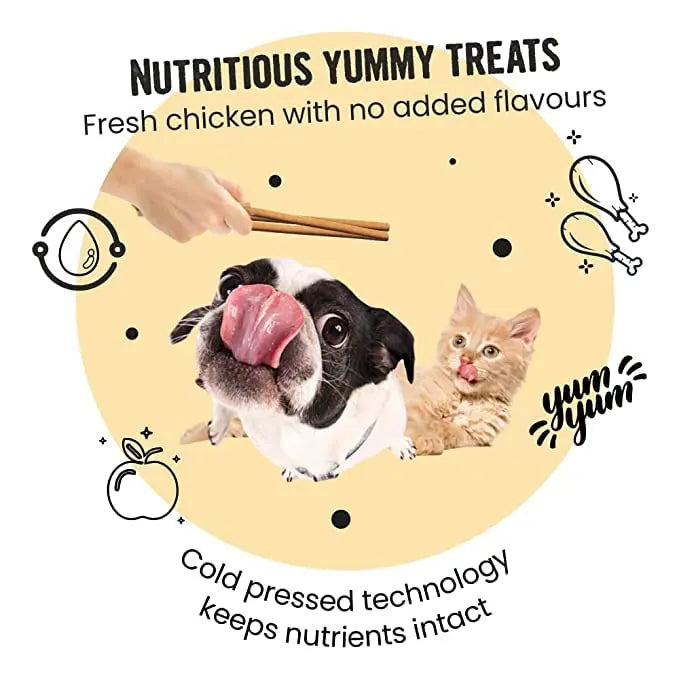 Bark out Loud by Vivaldis Glow & Shine Turmeric Chewstix  Fresh Chicken Treats with Pumpkin & Grape Seed Extract for Shiny Skin & Coat- Dogs & Cats Pack of 2 x 100 gm BARK OUT LOUD