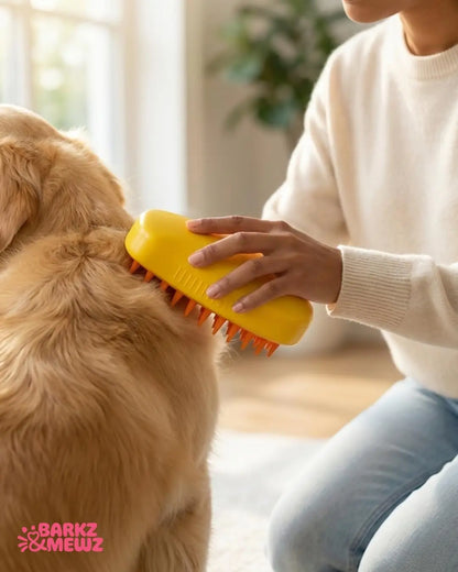 Barkz & Mewz Pet Grooming Massage Brush with Soft Silicone Bristles Generic