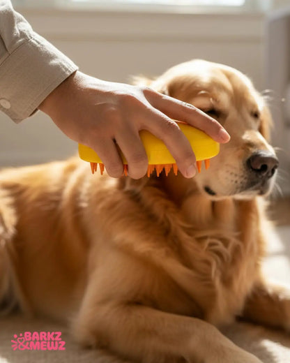 Barkz & Mewz Pet Grooming Massage Brush with Soft Silicone Bristles Generic