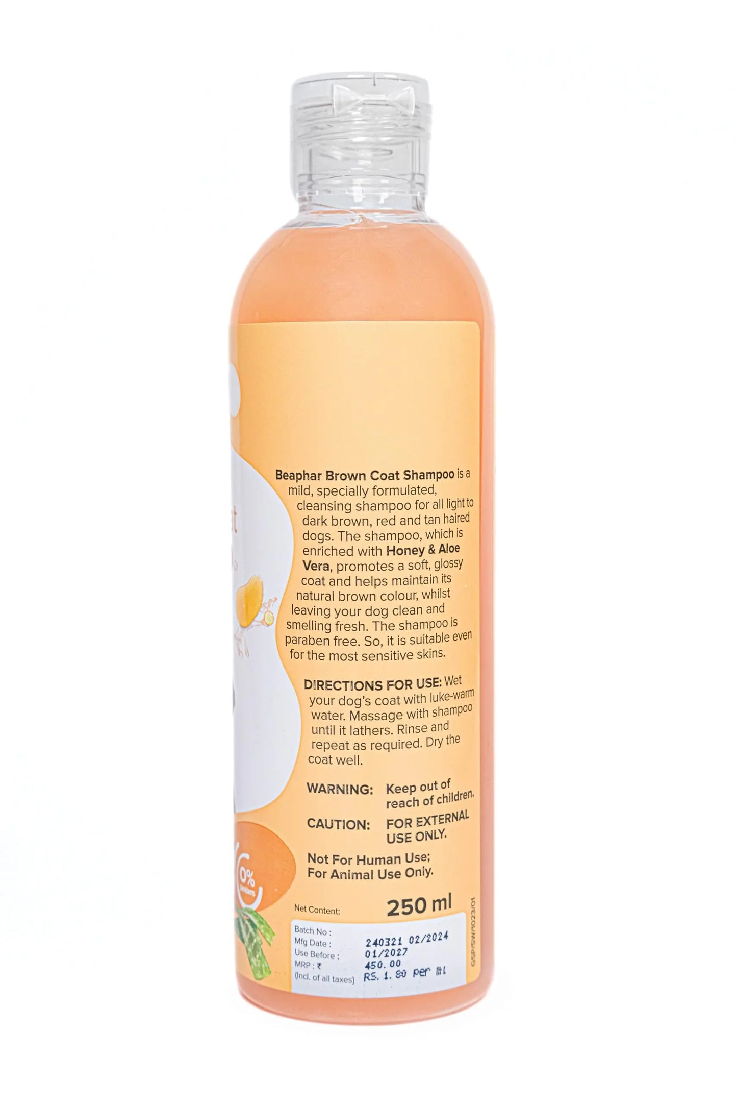 Beaphar Brown Coat Dog Shampoo with Honey and Aloe Vera | Soft & Glossy Coat | Made Safe for Labrador, Golden Retriever, Shih Tzu | All Natural | Herbal Shampoo for Dogs- 250 ml Beaphar