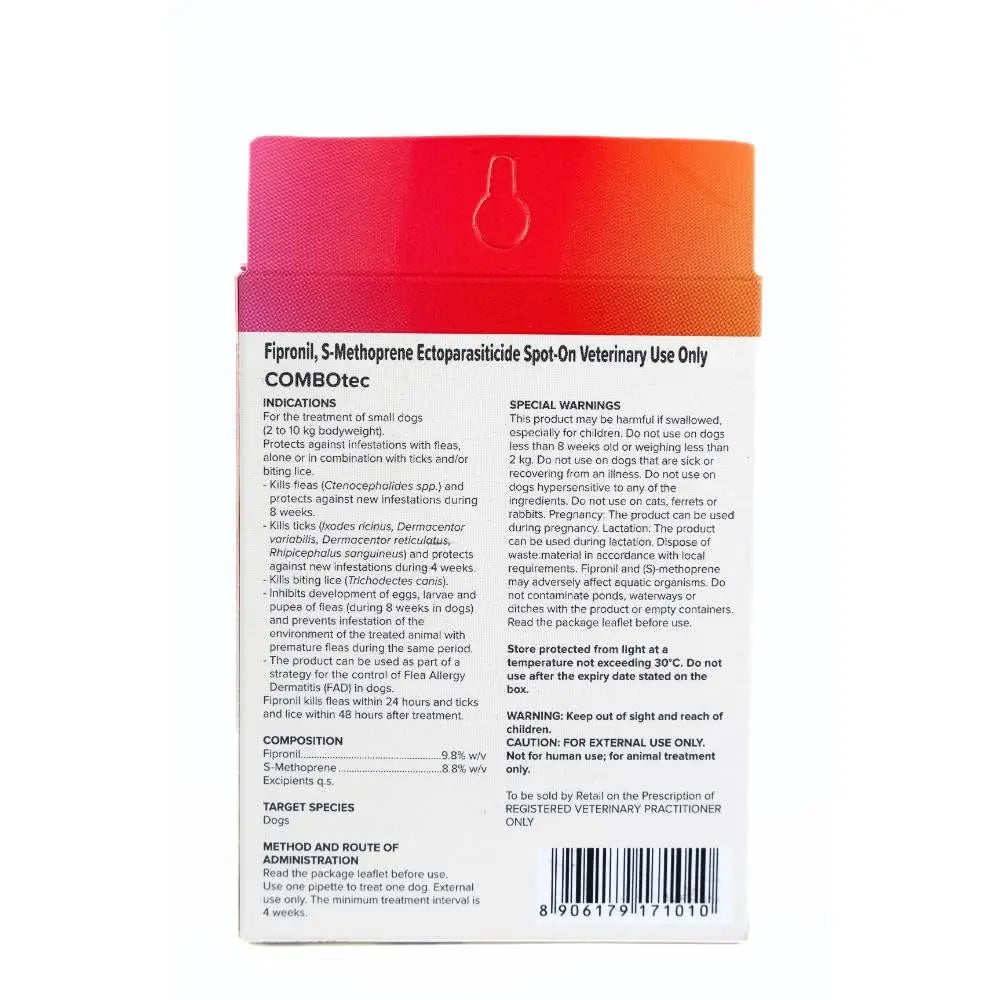 Beaphar Flea & Tick Spot On Combotec Fipronil/s-Methoprene | Kills Fleas, Ticks and Biting Lice | 0.67 ML Single Pipette for Small Dog Beaphar