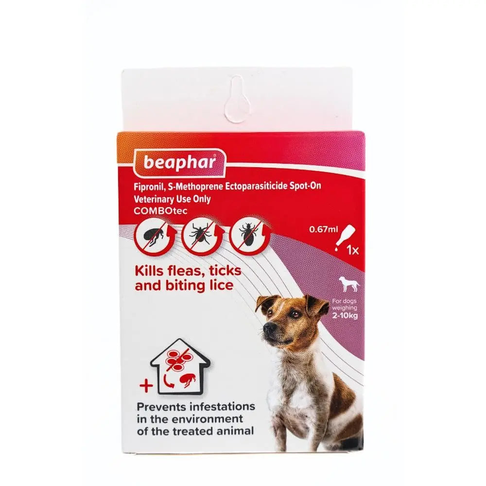 Beaphar Flea & Tick Spot On Combotec Fipronil/s-Methoprene | Kills Fleas, Ticks and Biting Lice | 0.67 ML Single Pipette for Small Dog Beaphar