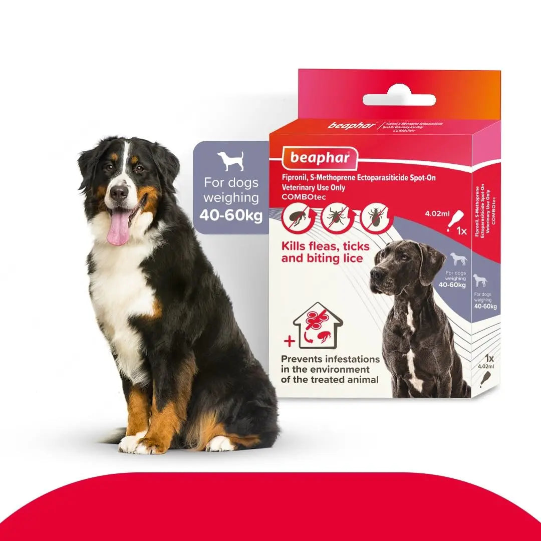 Beaphar Flea & Tick Spot On Combotec Fipronil/s-Methoprene | Kills Fleas, Ticks and Biting Lice | 4.02 ML Single Pipette for Giant Dogs Beaphar