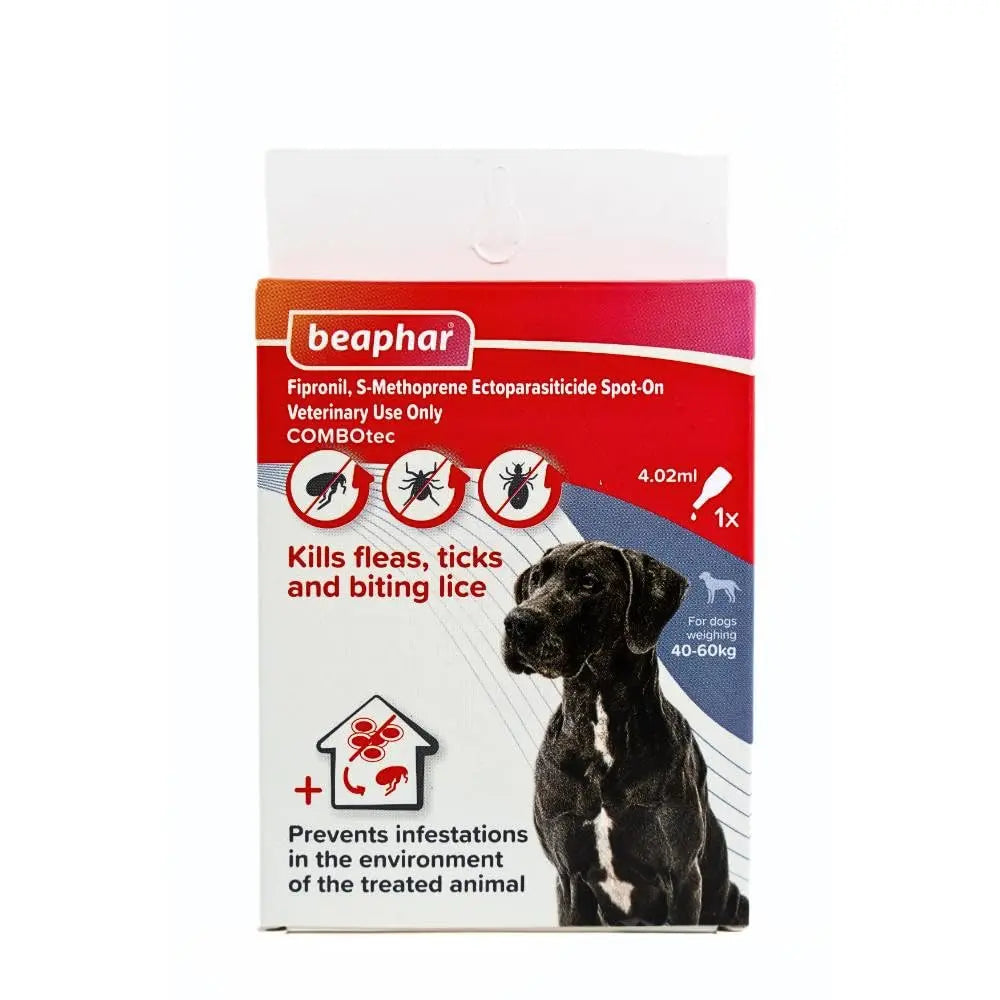 Beaphar Flea & Tick Spot On Combotec Fipronil/s-Methoprene | Kills Fleas, Ticks and Biting Lice | 4.02 ML Single Pipette for Giant Dogs Beaphar