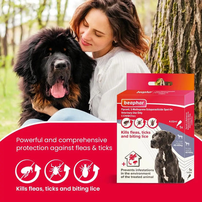 Beaphar Flea & Tick Spot On Combotec Fipronil/s-Methoprene | Kills Fleas, Ticks and Biting Lice | 4.02 ML Single Pipette for Giant Dogs Beaphar