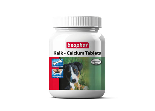 Beaphar Kalk Calcium 60 Tablets with Multivitamin Pet Supplement for Dog Strong Bones and Fast Growth (Pack of 2) Beaphar