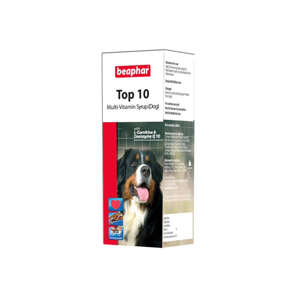 Beaphar Top 10 Multi-Vitamin Syrup for Dogs | 200ml | Improves Overall Vitality and Internal Strength Beaphar