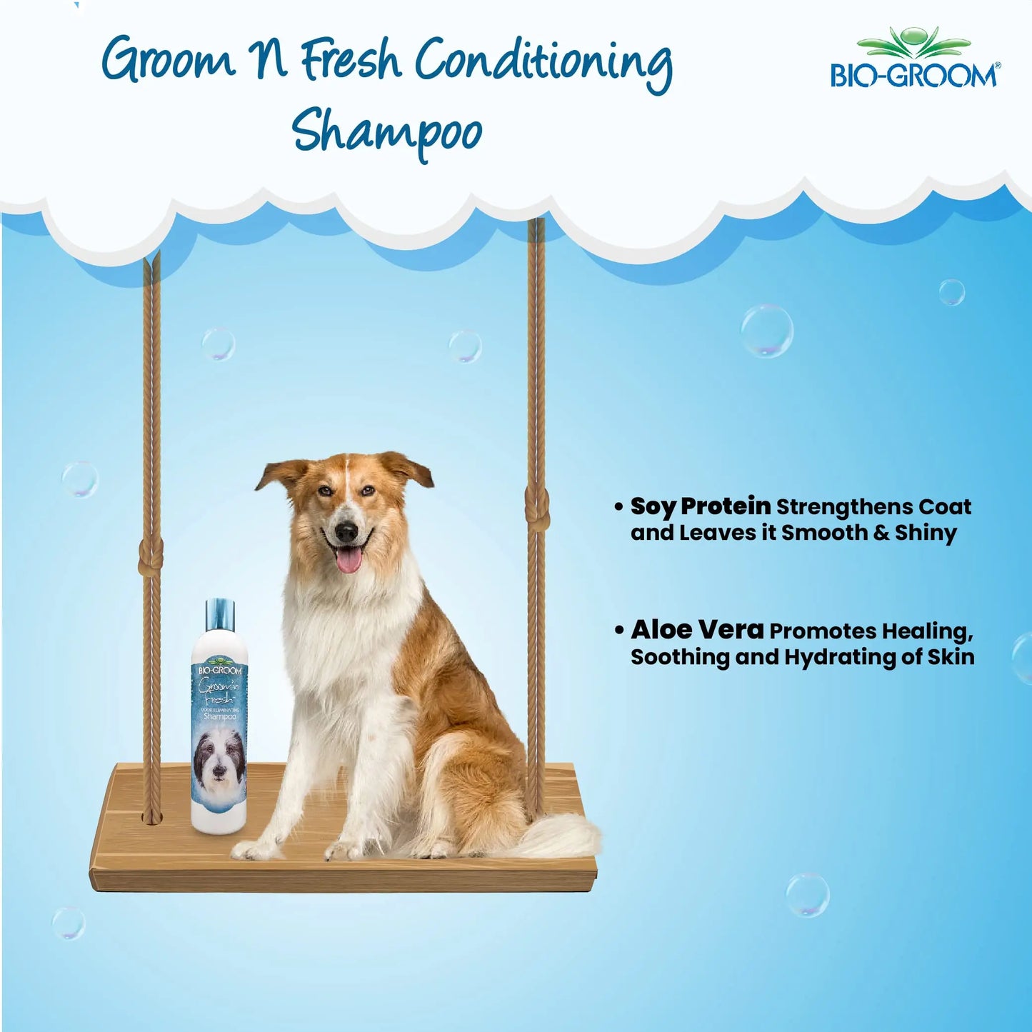 Biogroom Groom N Fresh Odour Eliminating Conditioning Sulfate-Free Dog Grooming Shampoo Unique Fragrance of Finest Perfume Oils for Healing, Soothing and Hydrating Dog Coat, 355ml Bio-groom
