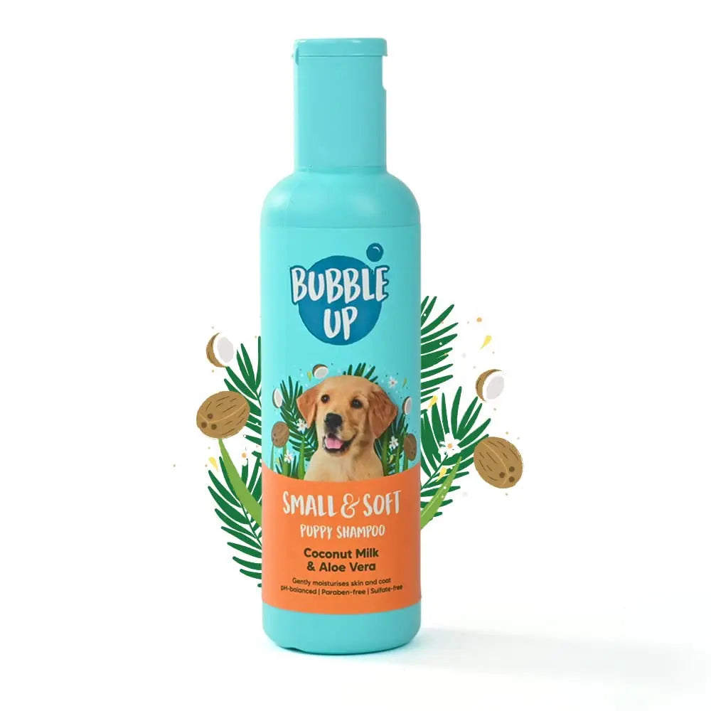 Bubble Up Coconut Milk & Aloe Vera Puppy Shampoo - 200ml | Pet Shampoo for Dogs | Oatmeal Enriched | Best for Shih Tzu, Labrador, Golden Retriever, German Shepherd & All Breeds Heads Up For Tails