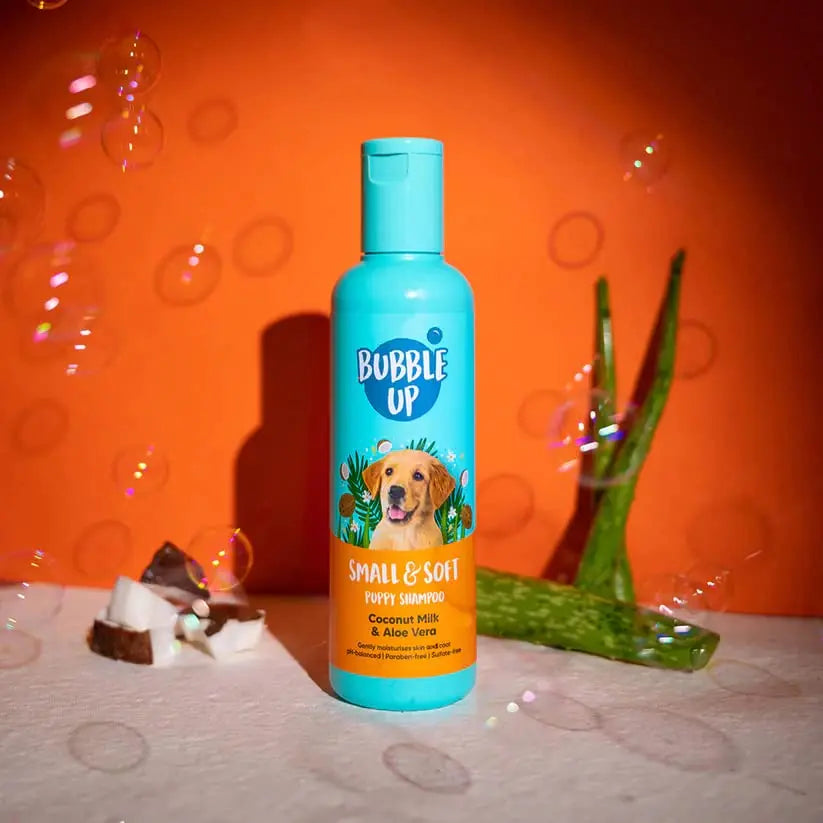 Bubble Up Coconut Milk & Aloe Vera Puppy Shampoo - 200ml | Pet Shampoo for Dogs | Oatmeal Enriched | Best for Shih Tzu, Labrador, Golden Retriever, German Shepherd & All Breeds Heads Up For Tails