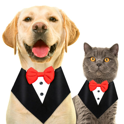 Buraq Dog Tuxedo Bandana Set Bow tie Wedding Party Suit for Small Medium Large Male and Female Dogs Golden Retriever Labrador shitzu Pug