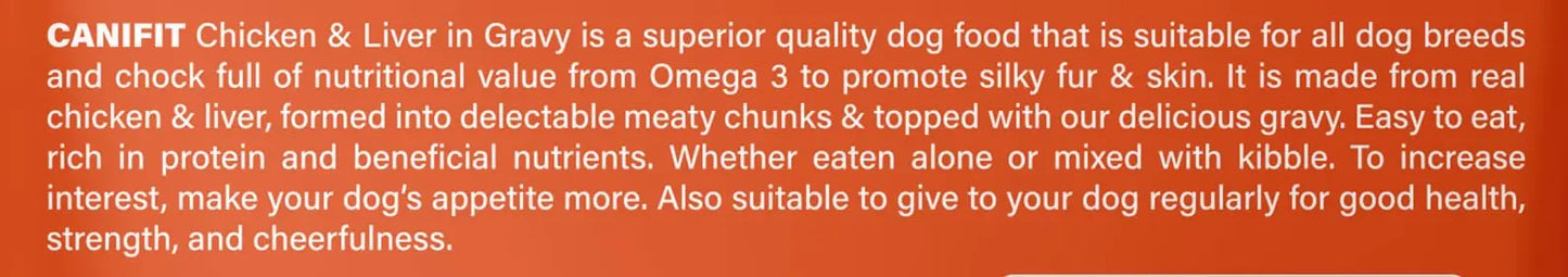 CANIFIT Adult Wet Dog Food | 1+ Year with Real Chicken & Liver in Gravy | Fresh Ingredients | All Breed Dog Food | (960 GM,Pack of 10 Pouches + 2 Pouches Free (12 x 80g) 960 GM CANIFIT