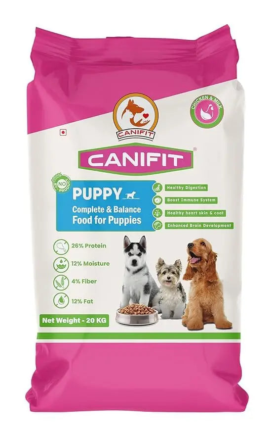 CANIFIT Puppy Dog Food (Chicken & Milk) 20 KG- Enriched with Chicken and Milk for Healthy Growth, Ideal for Puppy Dogs- Pet Food for All Breed Dogs CANIFIT