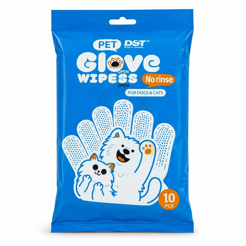 Dogs & Tiddles No-Rinse Pet Grooming Glove Wipes Pack of 10, Disposable Deodorizing Bath and Cleaning Wipes for Dogs and Cats Dogs & Tiddles