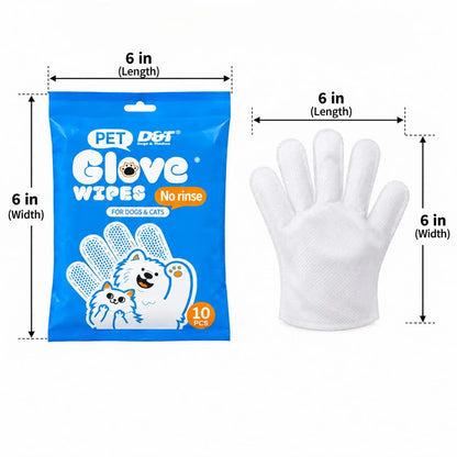 Dogs & Tiddles No-Rinse Pet Grooming Glove Wipes Pack of 10, Disposable Deodorizing Bath and Cleaning Wipes for Dogs and Cats Dogs & Tiddles