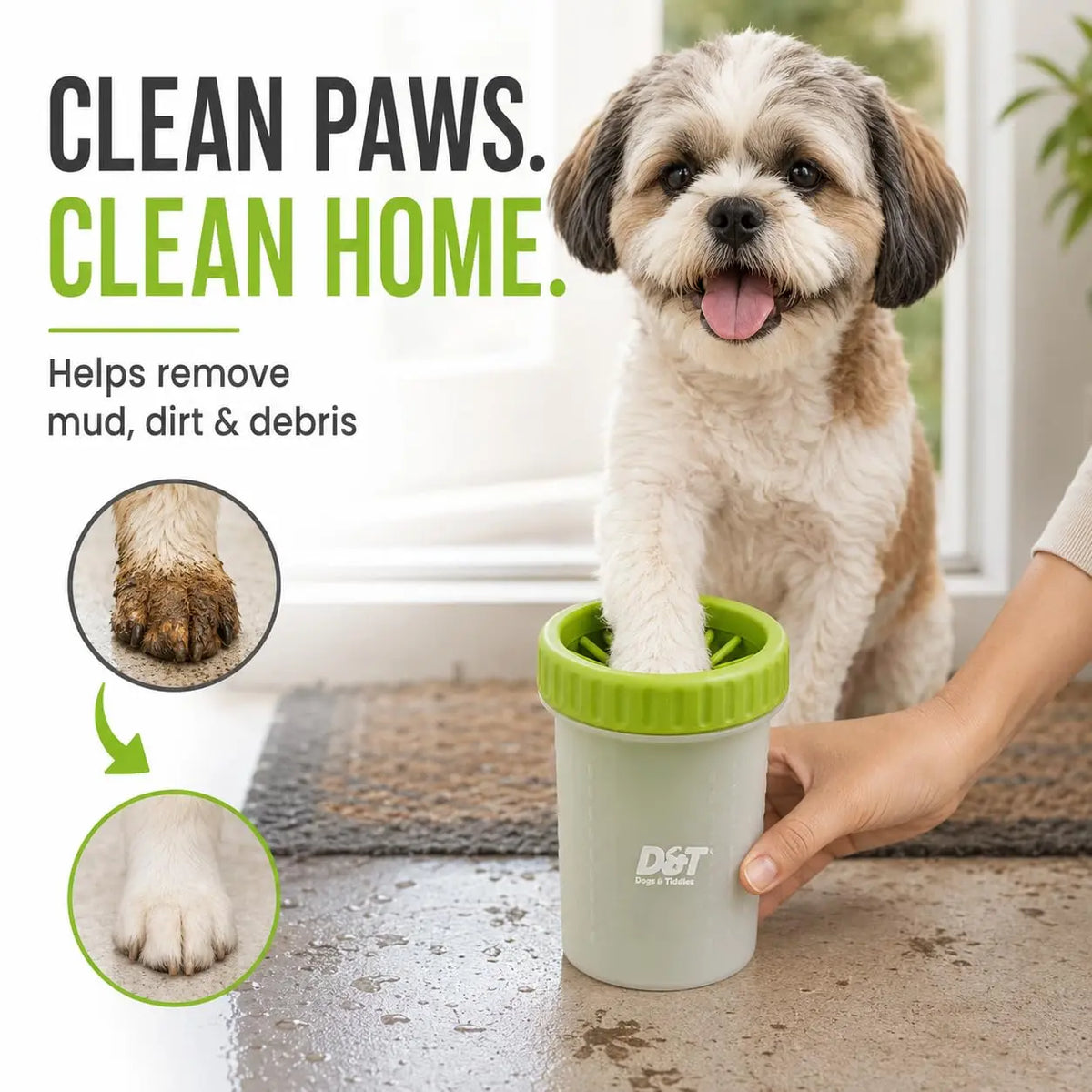 Dogs & Tiddles Paw Cleaner for Dogs Small, Dog Paw Cleaner Cup with Soft Silicone Bristles, Portable Muddy Paw Washer for Puppies and Cats Dogs & Tiddles