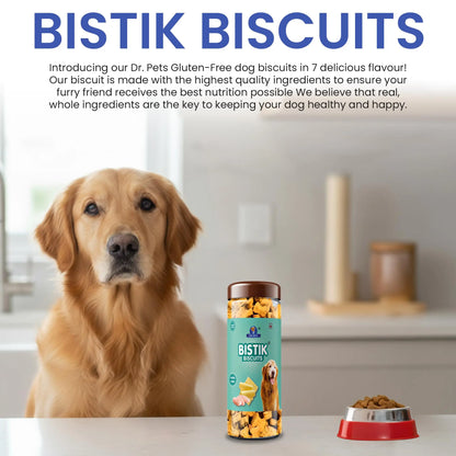 Dr.Pets Bistik Dog Food Treat - Dog Biscuits for Adult Dog & Puppy, Gluten Free Healthy Treats with Fresh & Natural Ingredients, Chicken Cheese Flavor 450g Each Pack of 2 Dr.Pets