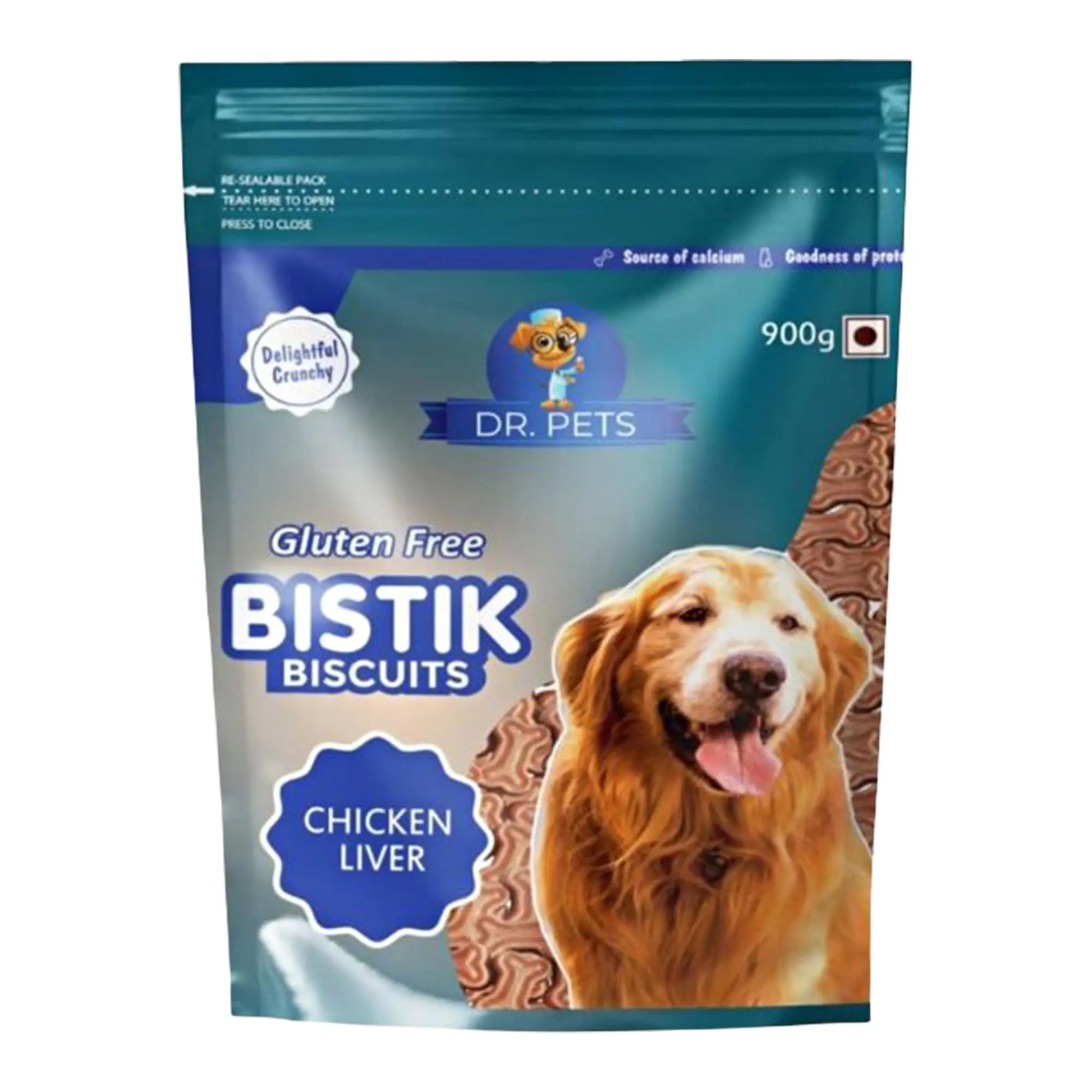 Dr.Pets Bistik Dog Food Treat - Dog Biscuits for Adult Dog & Puppy, Gluten Free Healthy Treats with Fresh & Natural Ingredients, Chicken Liver Flavor 900g Pack of 1 Dr.Pets