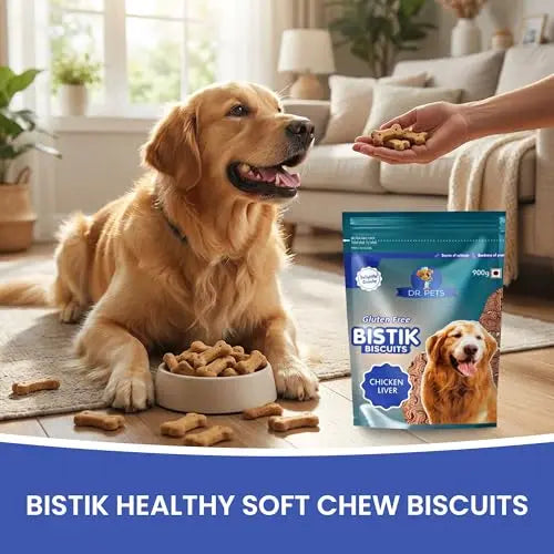 Dr.Pets Bistik Dog Food Treat - Dog Biscuits for Adult Dog & Puppy, Gluten Free Healthy Treats with Fresh & Natural Ingredients, Chicken Liver Flavor 900g Pack of 1 Dr.Pets