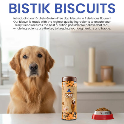 Dr.Pets Bistik Dog Food Treat - Dog Biscuits for Adult Dog & Puppy, Gluten Free Healthy Treats with Fresh & Natural Ingredients, Chicken Oats Flavor 450g Pack of 1 Dr.Pets