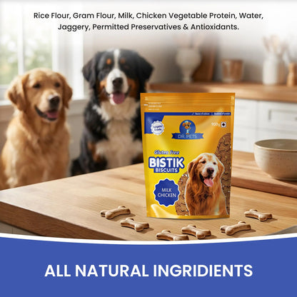 Dr.Pets Bistik Dog Food Treat - Dog Biscuits for Adult Dog & Puppy, Gluten Free Healthy Treats with Fresh & Natural Ingredients, Milk Chicken & Chicken Lever Flavor 900g Each (Combo Pack) Dr.Pets