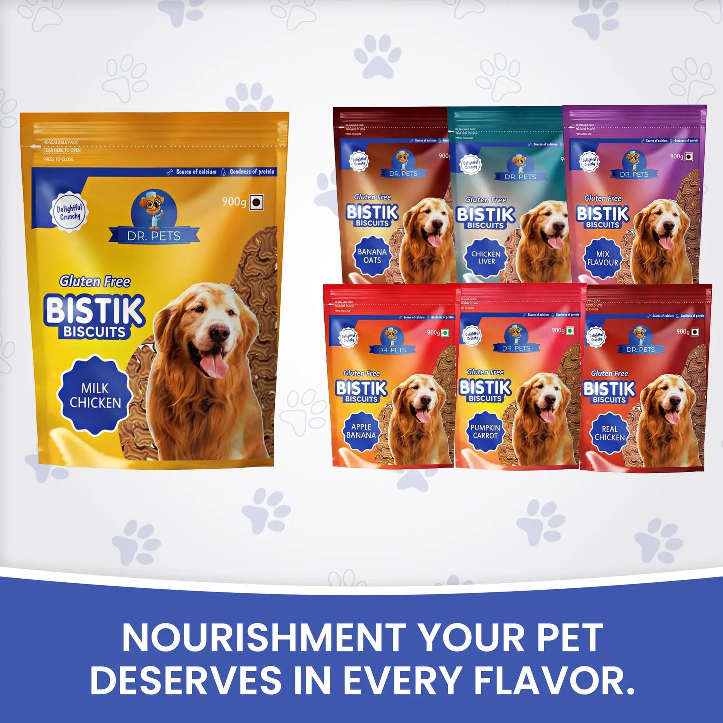 Dr.Pets Bistik Dog Food Treat - Dog Biscuits for Adult Dog & Puppy, Gluten Free Healthy Treats with Fresh & Natural Ingredients, Milk Chicken & Chicken Lever Flavor 900g Each (Combo Pack) Dr.Pets