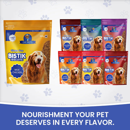 Dr.Pets Bistik Dog Food Treat - Dog Biscuits for Adult Dog & Puppy, Gluten Free Healthy Treats with Fresh & Natural Ingredients, Milk Chicken & Chicken Lever Flavor 900g Each (Combo Pack) Dr.Pets