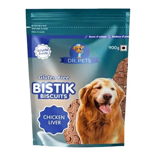 Dr.Pets Bistik Dog Food Treat - Dog Biscuits for Adult Dog & Puppy, Gluten Free Healthy Treats with Fresh & Natural Ingredients, Milk Chicken & Chicken Lever Flavor 900g Each (Combo Pack) Dr.Pets