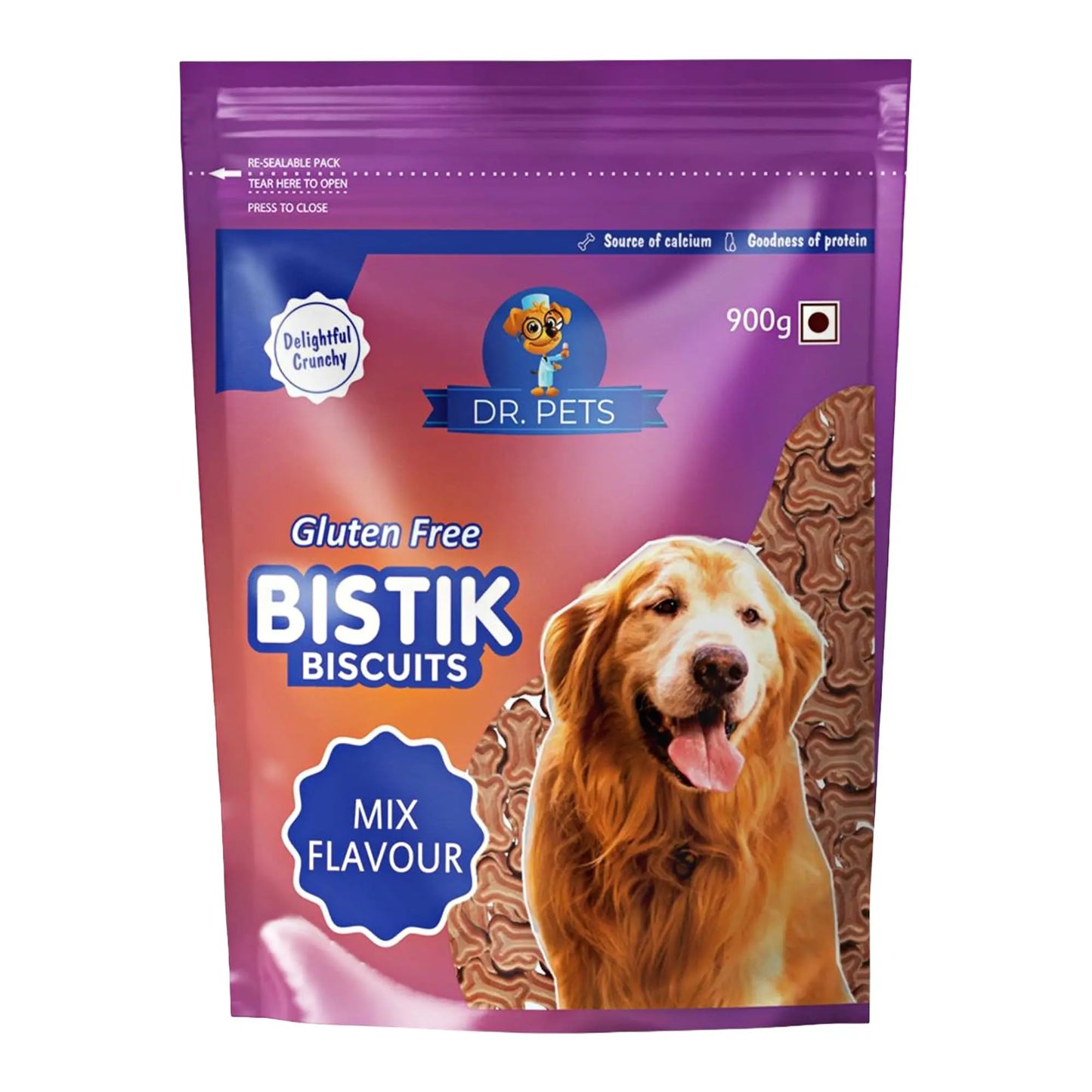 Dr.Pets Bistik Dog Food Treat - Dog Biscuits for Adult Dog & Puppy, Gluten Free Healthy Treats with Fresh & Natural Ingredients, Mix Flavor 900g Pack of 1 Dr.Pets