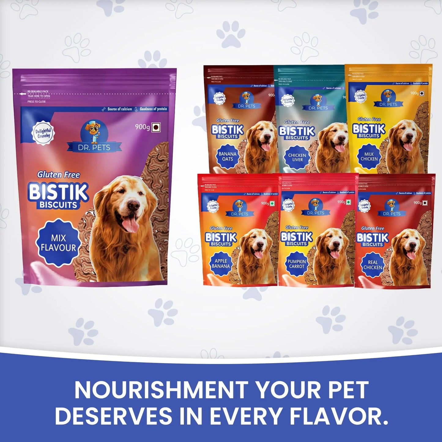 Dr.Pets Bistik Dog Food Treat - Dog Biscuits for Adult Dog & Puppy, Gluten Free Healthy Treats with Fresh & Natural Ingredients, Mix Flavor 900g Pack of 1 Dr.Pets