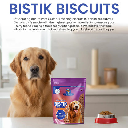 Dr.Pets Bistik Dog Food Treat - Dog Biscuits for Adult Dog & Puppy, Gluten Free Healthy Treats with Fresh & Natural Ingredients, Mix Flavor 900g Pack of 1 Dr.Pets