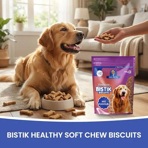 Dr.Pets Bistik Dog Food Treat - Dog Biscuits for Adult Dog & Puppy, Gluten Free Healthy Treats with Fresh & Natural Ingredients, Mix Flavor 900g Pack of 1 Dr.Pets
