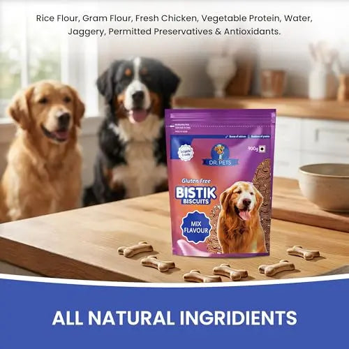 Dr.Pets Bistik Dog Food Treat - Dog Biscuits for Adult Dog & Puppy, Gluten Free Healthy Treats with Fresh & Natural Ingredients, Mix Flavor 900g Pack of 1 Dr.Pets