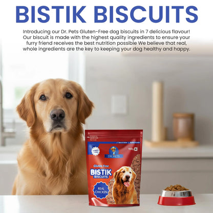 Dr.Pets Bistik Dog Food Treat - Dog Biscuits for Adult Dog & Puppy, Gluten Free Healthy Treats with Fresh & Natural Ingredients, Real Chicken Flavor 900g Pack of 1 Dr.Pets