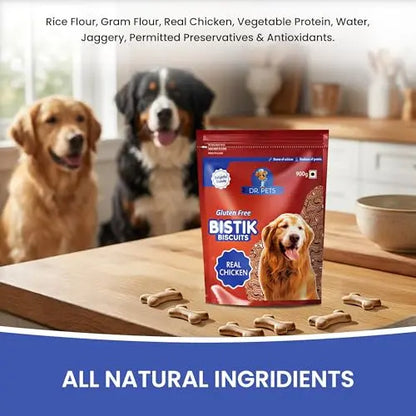Dr.Pets Bistik Dog Food Treat - Dog Biscuits for Adult Dog & Puppy, Gluten Free Healthy Treats with Fresh & Natural Ingredients, Real Chicken Flavor 900g Pack of 1 Dr.Pets