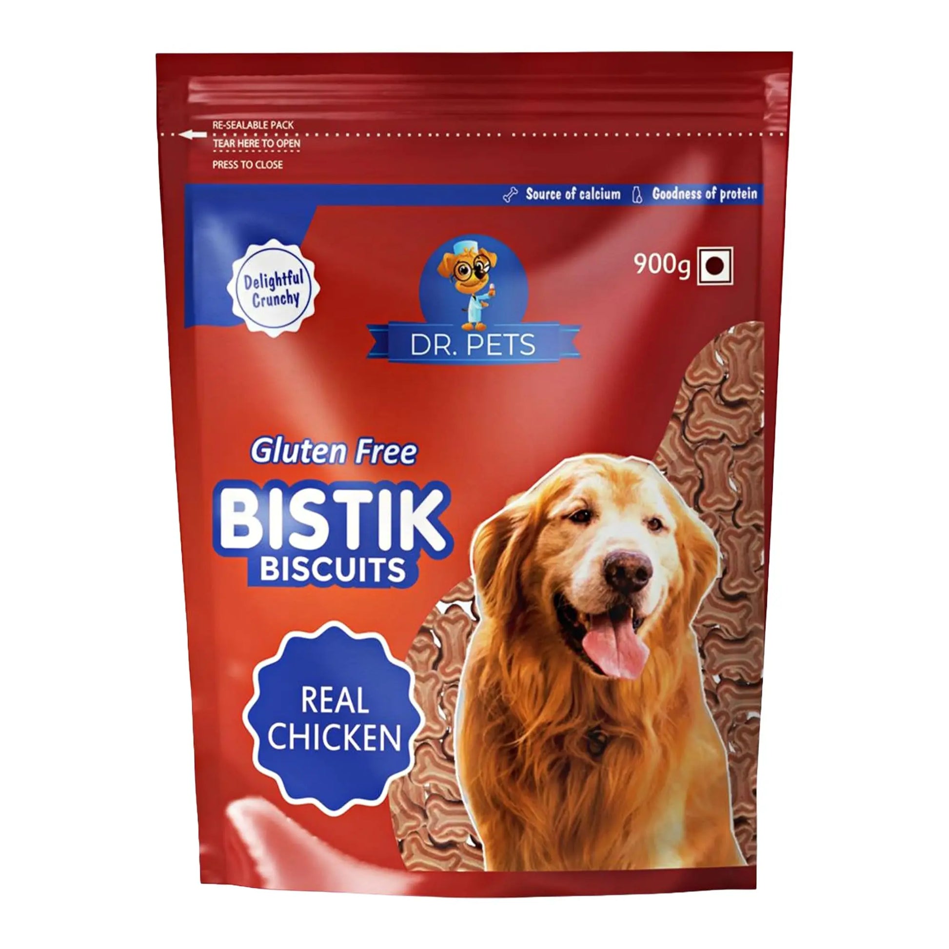 Dr.Pets Bistik Dog Food Treat - Dog Biscuits for Adult Dog & Puppy, Gluten Free Healthy Treats with Fresh & Natural Ingredients, Real Chicken Flavor 900g Pack of 1 Dr.Pets