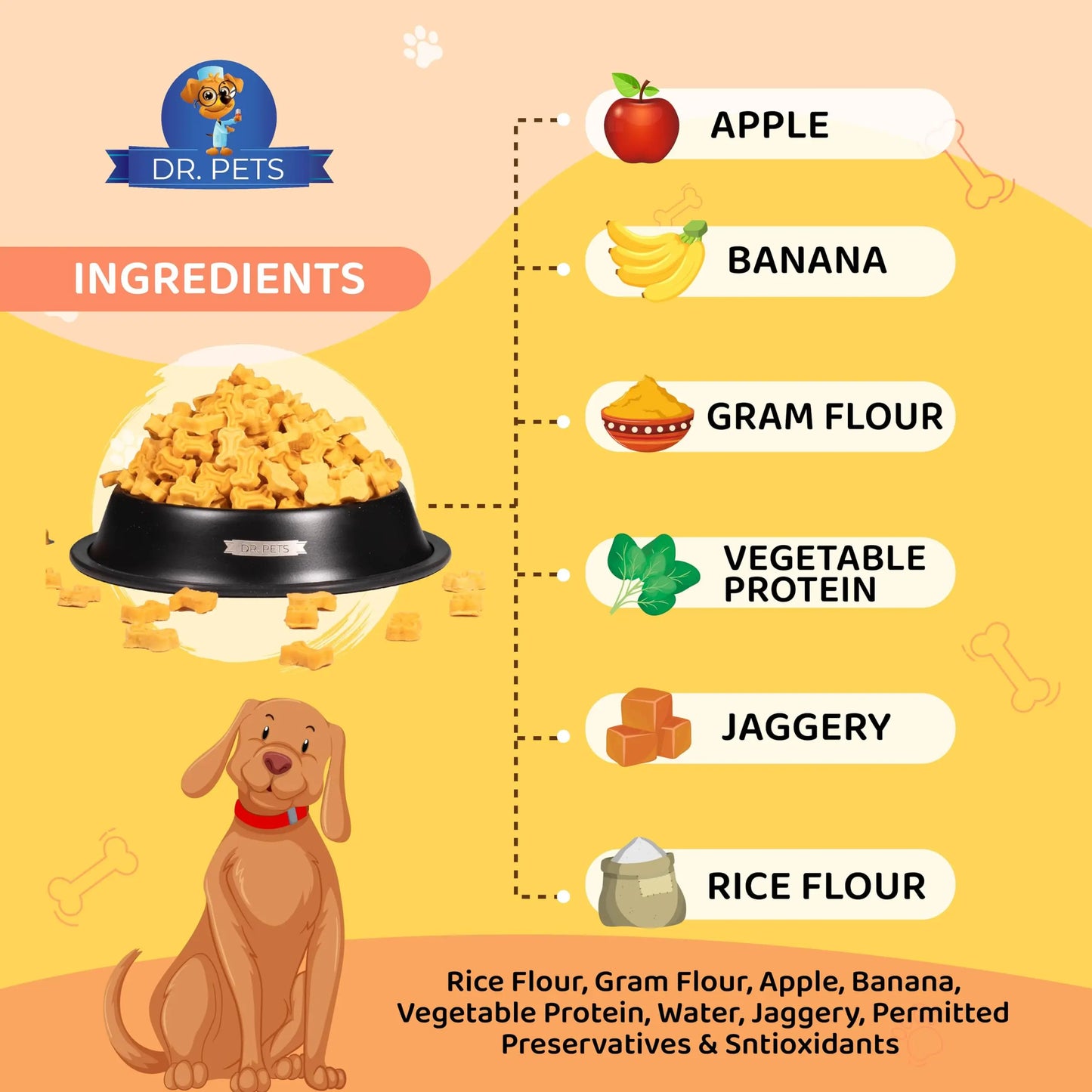 Dr.Pets Bistik | Dog Biscuits for Adult Dog & Puppy Biscuits | Banana Oats, Apple Banana Flavor | Gluten Free, Non Veg Treats with Natural Ingredients | Healthy Snacks for Dogs | 900g Each (Pack 2) Dr.Pets