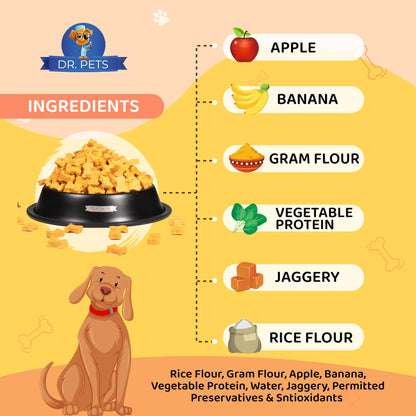 Dr.Pets Bistik | Dog Biscuits for Adult Dog & Puppy Biscuits | Banana Oats, Apple Banana Flavor | Gluten Free, Non Veg Treats with Natural Ingredients | Healthy Snacks for Dogs | 900g Each (Pack 2) Dr.Pets