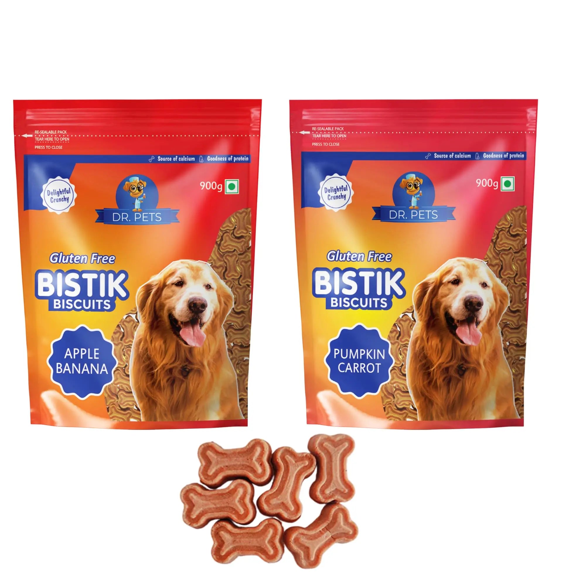 Bistik Dog Biscuits for Adult Dog Puppy Biscuits Pumpkin  Carrot Apple Banana Flavor Gluten Free, Non Veg Treats with Natural 