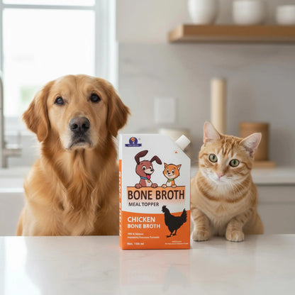 Dr.Pets Chicken Bone Broth for Dogs & Cats, Dog Food Meal Topper, Human Grade Preservative Free, Dog Treats for All Life Stages, Natural Supplements, Pack of 3 (100 ML) Dr.Pets